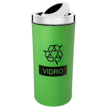 Imagem de Lixeiraseletiva 9L Tampa Basculante Inox Brinox Verde