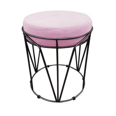 Imagem de Puff Multiuso Com Mesa 2 Em 1 Suede Rosa Bebê Base Preto