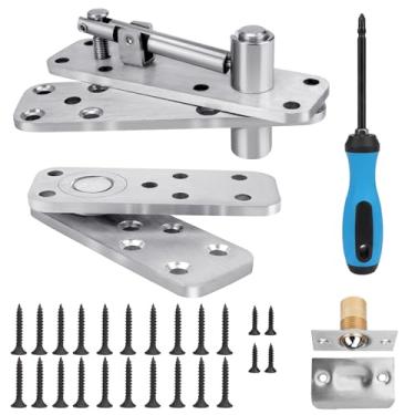 Imagem de Dobradiça de porta oculta de aço inoxidável, dobradiça pivô máxima de 258,5 kg, estante oculta, dobradiça invisível, rotação de 360° para porta secreta resistente ou oculta