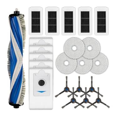 Imagem de (Pacote com 22) Peças de substituição X5 Omni compatíveis com ECOVACS DEEBOT X5 Omni/ X5 Pro Omni Robot Aspirador de pó, 1 escova de rolo, 6 escovas laterais, 5 sacos de pó, 5 filtros HEPA, 5