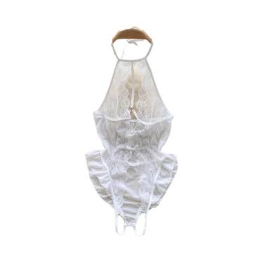 Imagem de Body de Renda Cinza Sexy - Sem Alças, Mangas e Costas - Lingerie Femin