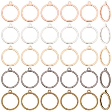 Imagem de PH PandaHall 100 Peças De Engastes Abertos Para Redondos Resina, Pingentes Com Moldura Vazada Em 5 Cores, Moldes Artesanato, Fabricação Joias, Colar, Pingente, Kit Brincos