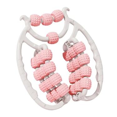 Imagem de Kokiya Rolo de massagem para pernas com 28 rodas, rolo ergonômico portátil para coxas, braçadeira circular para pernas, para exercícios físicos esportivos, Rosa
