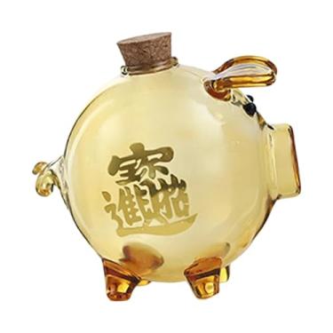 Imagem de Generic Cofrinho de vidro borossilicato, enfeite de mesa, organizador de dinheiro, pote de economia, peça central de mesa, quarto, porco, caixa de economia de, Amarelo