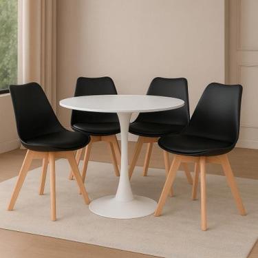 Imagem de Kit 4 Cadeiras De Jantar Empório Tiffany Saarinen Base Wood - Lar Text