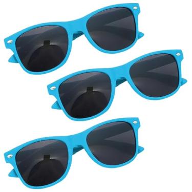 Imagem de YLOIJO Óculos de sol de festa para adultos dos anos 70 e 90 anos neon retrô festa na praia piscina decoração de casamento suprimentos, Azul claro