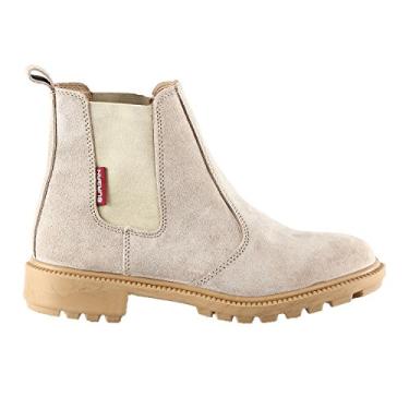 Imagem de BURGAN 640 Chelsea Combat Fashion Boot | Estilo unissex (casual para caminhadas ao ar livre) para homens e mulheres | Bota de cano curto | Couro legítimo de camurça e couro oculto | Tênis leve com inspiração militar à prova de intempéries, Taupe, 8 Women/7 Men