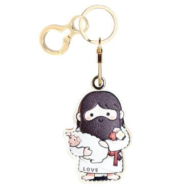 Imagem de Capa de couro compatível com AirTag, linda capa protetora com chaveiro, rastreador GPS antiarranhões para chaves, bolsa, animais de estimação, mochila (E)