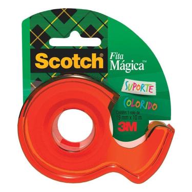 Imagem de Fita mágica Scotch com suporte Laranja 19mmx10m 810 - 3M