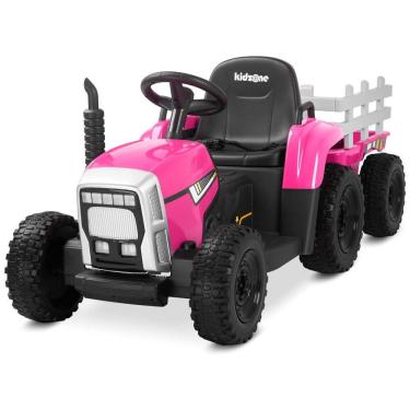 Imagem de Trator Elétrico Infantil com Pneus de EVA e Motores Duplos de 35W, 12V 7AH, Kidzone, Rosa