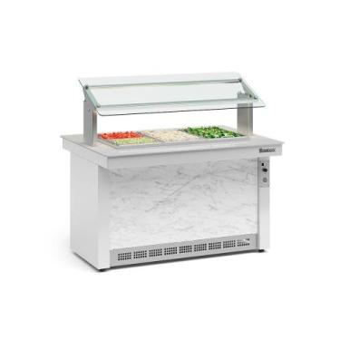 Imagem de Buffet Refrigerado 6 Cubas GBRF140 Branco e Mármore Gelopar 220V, 220V