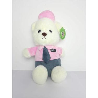 Imagem de Urso Policial Protetor Branco/Rosa de Pelúcia 25 cm - 66-6956-25 - Tuk