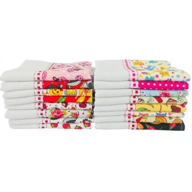 Imagem de Pano De Prato Barrado Com Passa Fita 20 Peças Atacado - Rubber Store