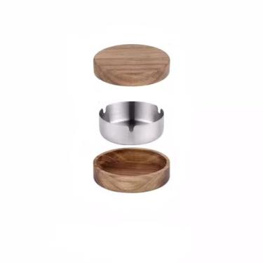 Imagem de Cinzeiro de ervas daninhas cinzeiro de moda para casa, simples, moderno e personalizado, com tampa, de madeira, inquebrável, leve e de luxo cinzeiros para cigarros (tamanho: M)