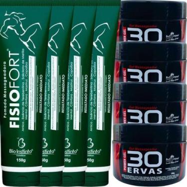Imagem de Kit 4 Gel 30 Ervas Power 300G + 4 Pomada Fisiofort 150G - Bio Instinto