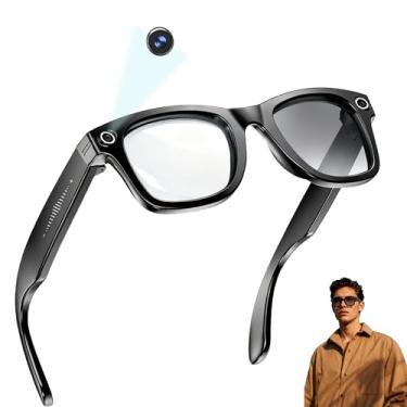 Imagem de MNVOEQ Óculos inteligentes com câmera 4K, gravação de vídeo. Bluetooth para homens e mulheres – Óculos de gravação de mãos livres com áudio, tecnologia vestível alimentada por Al-Powered