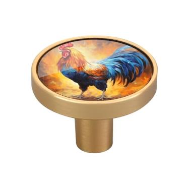 Imagem de Blueangle Pacote com 4 puxadores coloridos de armário de galo 3,5 cm puxadores redondos de gaveta para cômoda e armários de cozinha (42)