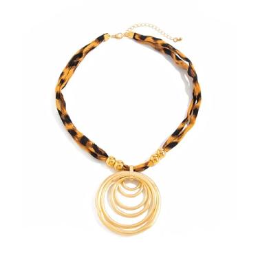 Imagem de NOVYRA Colar com pingente de cachecol de leopardo para mulheres, boêmio, ajustável, grosso, dourado, geométrico, quadrado, joia de declaração de moda para mulheres, adjustable, Metal, Sem Pedra