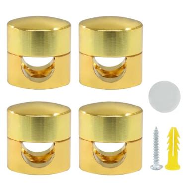 Imagem de Waziaqoc 4 suportes de carregador para cabos, suporte de âncora de cabo de metal, clipes adesivos 2 em 1, gerenciamento de cabos para mesa, escritório, mesa de cabeceira com parafusos, dourado