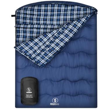 Imagem de FORINBUY Saco de dormir duplo de flanela de 0 graus para adultos, casais ou família – Saco de dormir de inverno Queen Size impermeável e quente para 2 pessoas para acampamento em clima frio, viagens