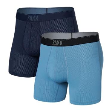 Imagem de SAXX Underwear Co. Cueca boxer masculina com bolsa Quest Quick Dry Mesh Fly 2Pk, Marítimo/ardósia, M