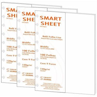 Imagem de Kit 3 Refil Caderno Inteligente 120G 100 Folhas Liso Medio