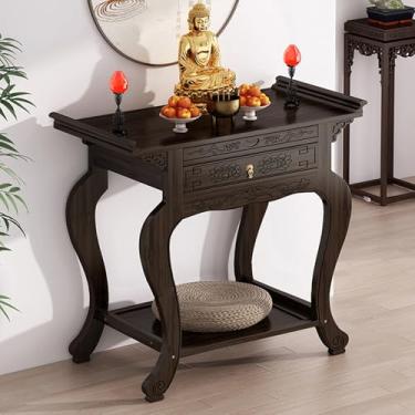 Imagem de Mesa de santuário de meditação budista com armazenamento, altar Puja para oração e meditação, armário chinês para decoração de casa, nicho de Buda, C 80 x L 40 x A 100 cm