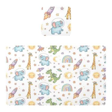 Imagem de Burbuja Jogo americano conjunto de 2, tapetes de mesa de cozinha com animais fofos em PVC, antiderrapante, resistente ao calor, à prova d'água, para mesa de jantar, lavável, 30,5 x 45,7 cm