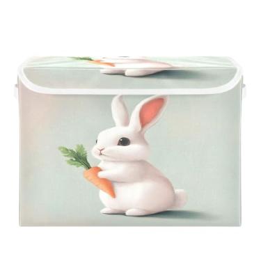 Imagem de SEHANY Cestas de armazenamento fofas de coelho de desenho animado com tampas, organizador de caixas de armazenamento de tecido para armário de roupas, cobertor de escritório, berçário, 42 x 32 x 30 cm