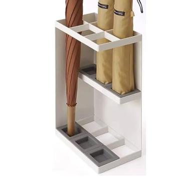 Imagem de Suporte de guarda-chuva para guarda-chuva, suporte para bengalas de entrada, guarda-chuvas, guarda-chuvas, prateleira de armazenamento quadrada de metal de qualidade com bandeja de gotejamento