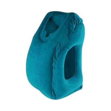 Imagem de Almofada Inflável Flocada Para Viagem, Apoio De Pescoço E Queixo Para 