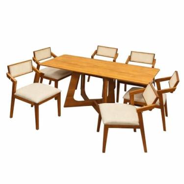 Imagem de Mesa de Jantar Dubai Flex 160x80cm Sem Vidro e 6 Cadeiras Berlim Hr em