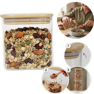 Imagem de Pote Hermético P/ Mantimentos Quadrado Borossilicato 750ml