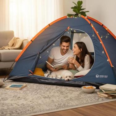 Imagem de Barraca Panda Iglu 3 Pessoas Azul com Proteção UV e Fácil Montagem par