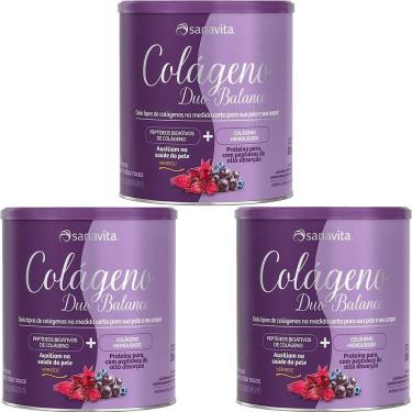 Imagem de Kit 3X Colágeno Duo Balance - 330g Hibiscus e Frutas Roxas - Sanavita-Masculino