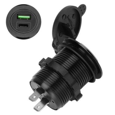 Imagem de Cargador de Auto USB con Enchufe QC3.0+Tipo C PD con Voltímetro y Ampe