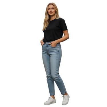 Imagem de Calça Jeans Feminina Reta Tendencia Cor:Jeans ClaroGênero:FemininoTama
