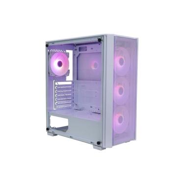Imagem de Gabinete Gamer BPC-T02B Mid Tower Atx com Vidro Temperado Mesh com 4 Fans Rgb Branco Brazil PC