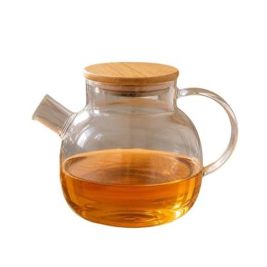 Imagem de Chaleira de Vidro com Tampa de Bambu 1L para Servir Chás e Bebidas em Transparente