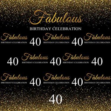 Imagem de Yeele Pano de fundo de aniversário de 3 x 3 m 40 anos personalizável fabuloso fundo de celebração de aniversário de 40 anos para fotografia festa banner decoração adulto cabine de fotos vinil estúdio adereços