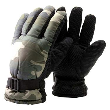 Imagem de Luvas masculinas camufladas impermeáveis para clima frio – inverno isolado ajustável – tamanho único, camuflagem verde