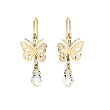 Imagem de Brinco Rommanel Banhado Ouro Gancho Borboleta Vazada Com Cristal Gota 524096