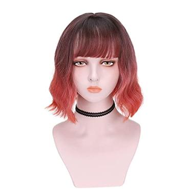 Imagem de Peruca de cabelo curto encaracolado JAMBHALA para mulheres peruca ondulada fofa peruca sintética natural para uso diário/festa/cosplay 13 polegadas