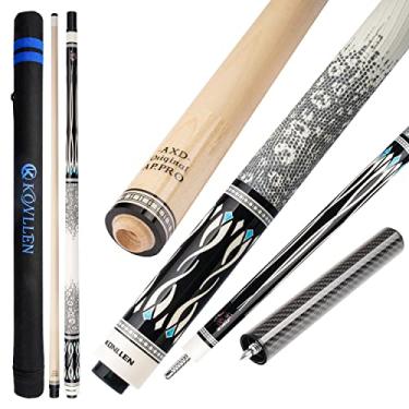 Imagem de KONLLEN Taco de bilhar de baixa deflexão taco de bilhar com extensão e caixa (10,5 mm 11,5 mm 12,5 mm ponteira XTC, pino radial 3/8 x 8, comprimento 58 polegadas)