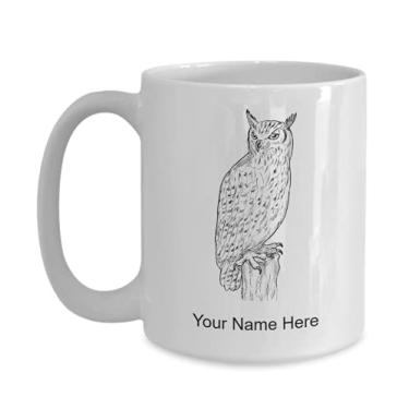 Imagem de Caneca personalizada com desenho de coruja águia, xícara de café com desenho de coruja-águia, ideia de presente de desenho de coruja - Caneca de café de 445 ml