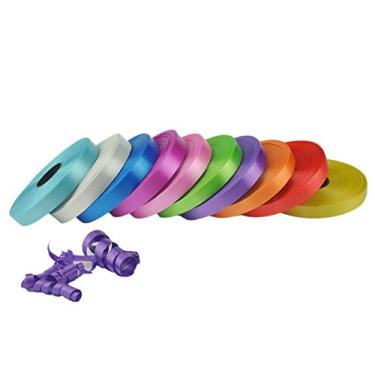 Imagem de Pacote com 10 fitas de enrolar coloridas sortidas para embalagem de presente, laços, artesanato, casamento, festa (multicolorido de 7,62 cm)