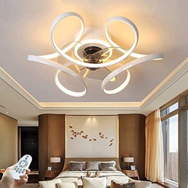Imagem de Ventiladores de teto Ventilador criativo lustre regulável ABS lâmina de ventilador ventilador de baixo ruído LED luz de teto com iluminação moderna sala de estar controle remoto ultra-silenc