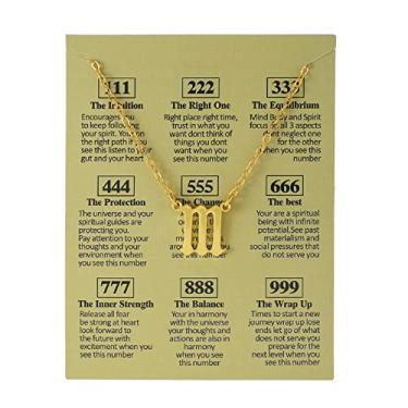 Imagem de COLORFUL BLING Colar com número de anjo 111 222 333 444 555 666 777 888 999 colar com pingente de número da sorte gargantilha numerologia joias amizade dia dos namorados,