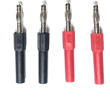 Imagem de Plugue macho banana de 4 mm para conectores de sonda fêmea de 2 mm preto + vermelho - (4 peças)