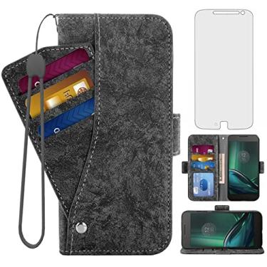 Imagem de Asuwish Capa carteira compatível com MotoG4 / Moto G4 Plus, protetor de tela de vidro temperado, porta-cartões, capa de telefone de couro para Motorola G 4ª geração G 4 4plus G4plus 4G G4+ mulheres